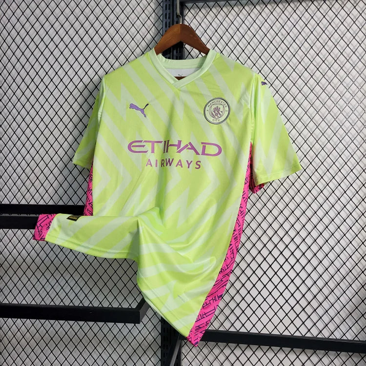 2023/2024 Manchester City Goalkeeper Fluorescent Green Football Shirt